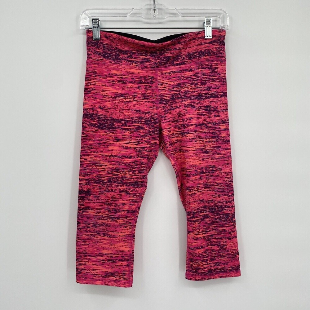 Gaiam Girl's Stretch Elastic Waist Cropped Capri Leggings Marled Pink Size XL 16